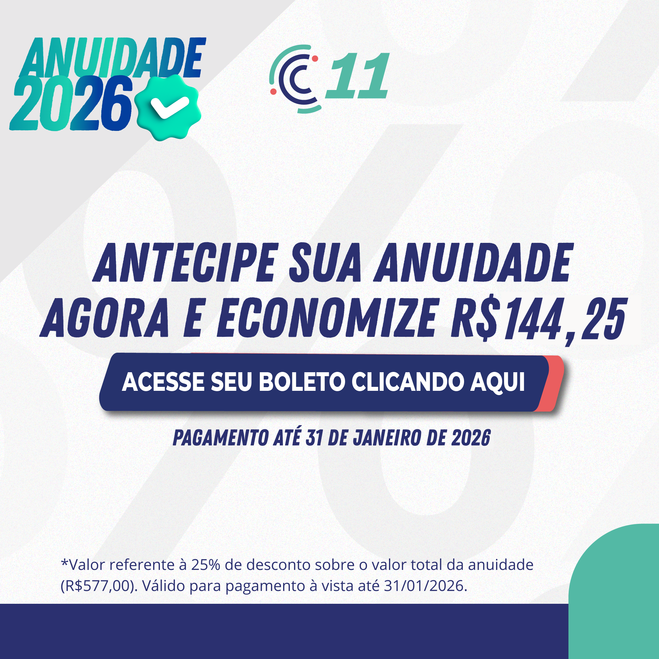 Desconto anuidade 2026